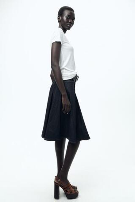 ZARA ФУТБОЛКА ИЗ ВИСКОЗЫ В РУБЧИК, БЕЛЫЙ