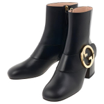 GUCCI Blondie Leather Ankle Boots 5.5cm Women"s Black