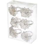 Набор колец для салфеток 6шт «Пуансеттия»4,5*4,5см, серебро