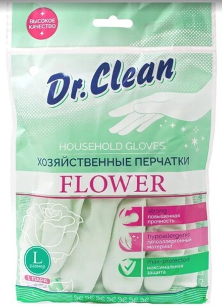 Dr.Clean Хоз. перчатки ВЫСОКОЙ ПРОЧНОСТИ Поливинил L *10*180