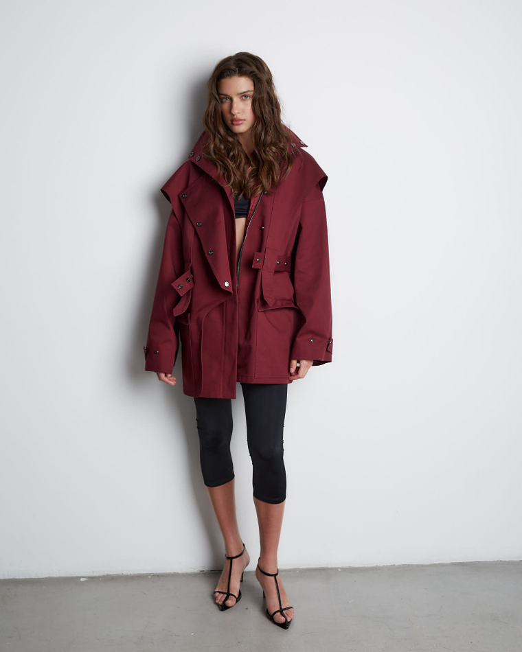Тренч на молнии из хлопка Берберри бордо