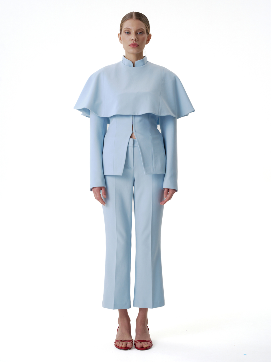 Брюки укороченные голубые