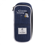 Пенал - косметичка Alingar, ткань, молния, 1 откидная планка, боковой мини-карман, 215 х 75 х 40 мм, "BE YOURSELF", микс (черн, синий, серый)