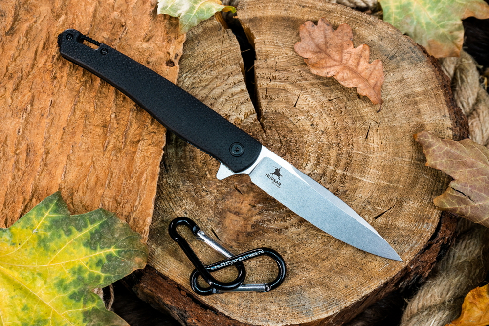 Нож складной Kizlyar Supreme HUSSAR VG-10 (Cryo) SW G10-BH (Stonewash, G10 Black Handle)