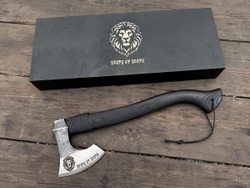 Кованый топор "Брату от брата", рукоять черный мореный ясень