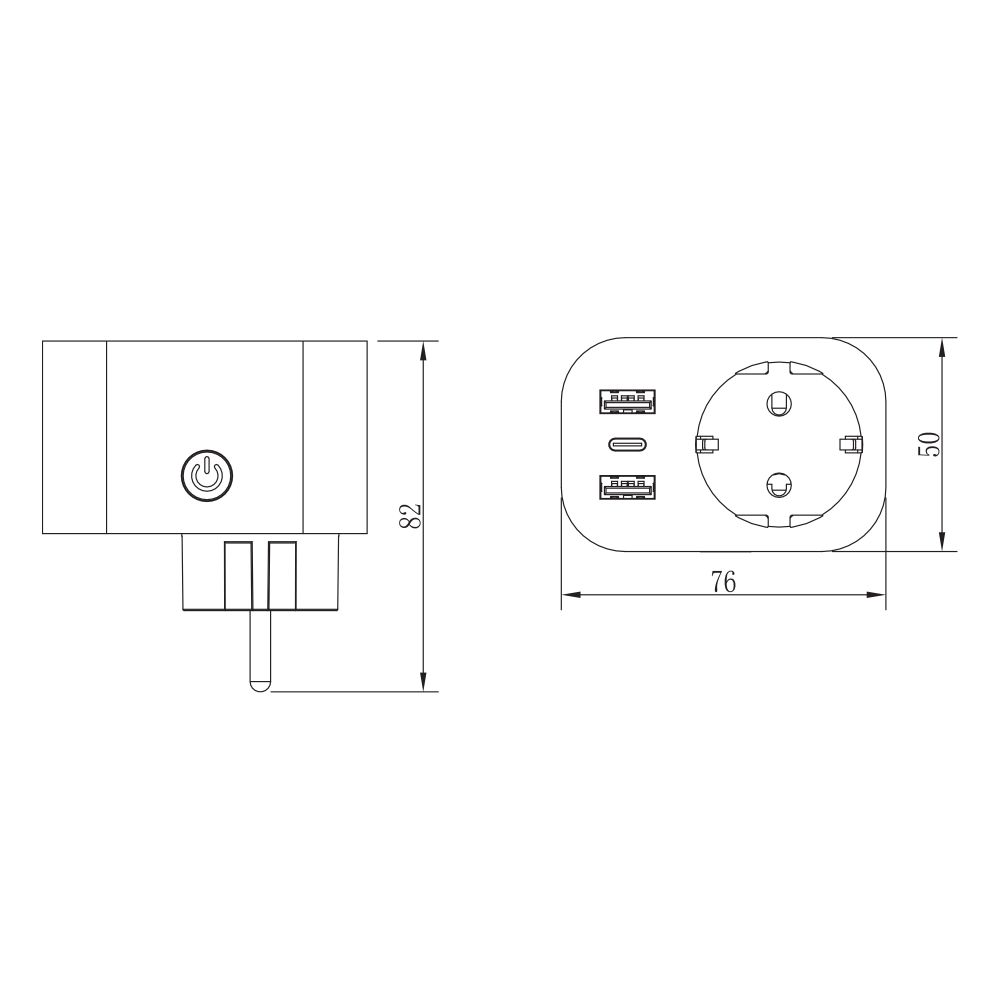 USH-A103 1G-UC-WF WHITE Умная розетка Wi-Fi. 2USB+Type-C 5В. 2.4A. 16A. До 3680Вт. Голосовое управление+приложение UnielSmart. TM Uniel