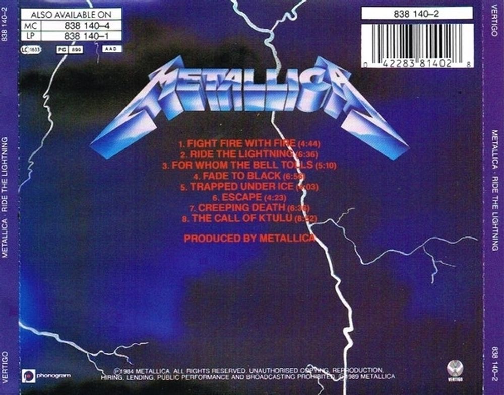 Metallica. Ride The Lightning (CD). Металлика