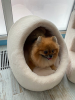8307 MD Домик-норка для собак малых пород/кошек PREMIUM, кремово-бежевый "Furry MINK House" (М)