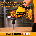 Аккумуляторный бесщёточный шуруповерт INGCO CDLI206681 INDUSTRIAL 20 В 66 Нм