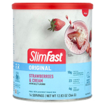 SlimFast, Original, коктейльная смесь-заменитель пищи, клубника со сливками, 364 г (12,83 унции)