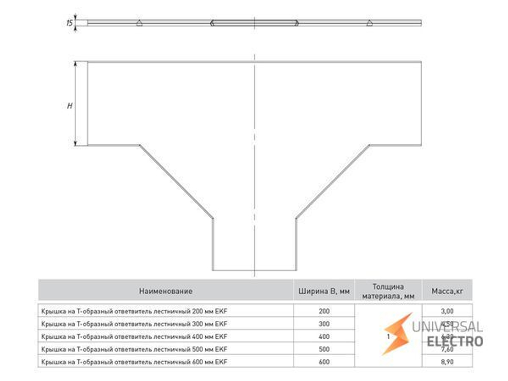 Крышка на Т-образный ответвитель лестничный 300 мм EKF
