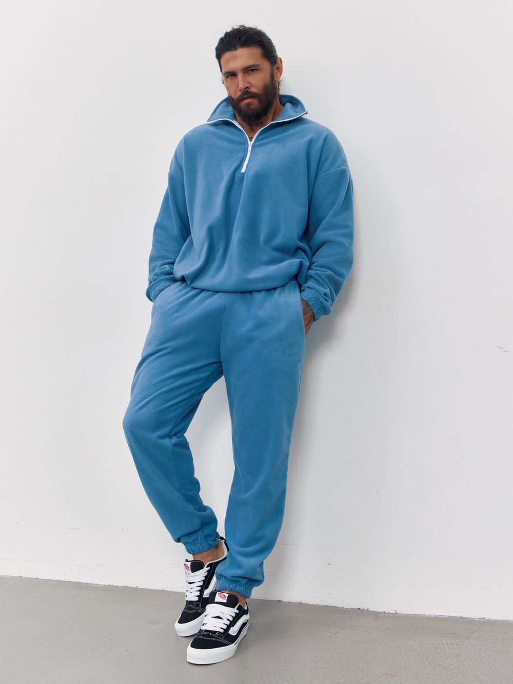 Свитшот "half zip" флисовый (голубой)