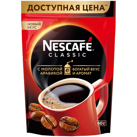 Кофе растворимый Nescafe Classic 60 гр м/уп