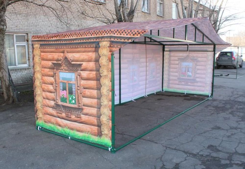 Торговая палатка «ДОМИК ИЗ БРУСА» 6х2м Торговая палатка «ДОМИК ИЗ БРУСА» 6х2м