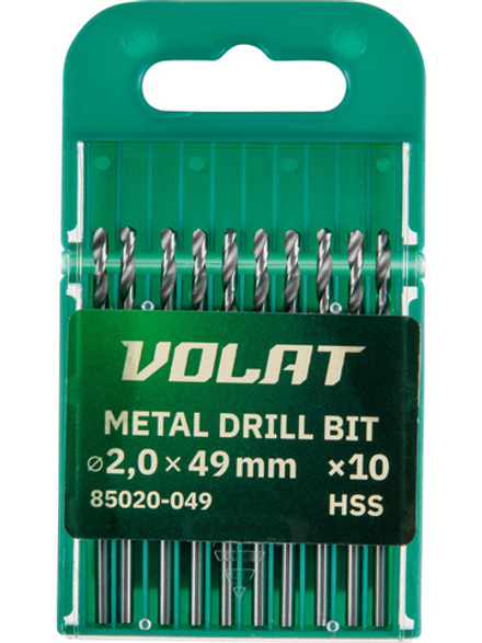 Сверло по металлу ц/х 2.0х24х49 мм HSS, комплект из 10-ти шт ВОЛАТ