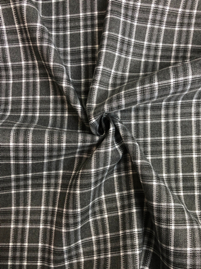 Костюмная принт клетка, белый на сером