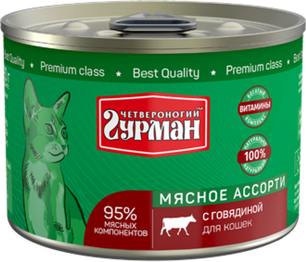 Мясное ассорти с говядиной, 190г консервы для кошек ЧГ