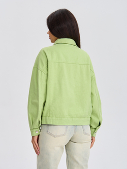 Джинсовая куртка женская фисташковая