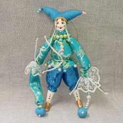 Ёлочная игрушка Клоун цветной парчовый