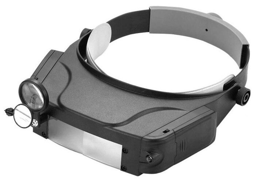 Лупа Kromatech налобная 1,5/3/9,5/11x, с подсветкой (2 LED) MG81007-C