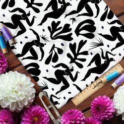 Ткань оксфорд 210 танец женщин и кораллы на белом фоне