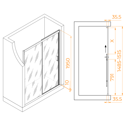 Душевая дверь RGW PA-017B (Прозрачное, 1500)
