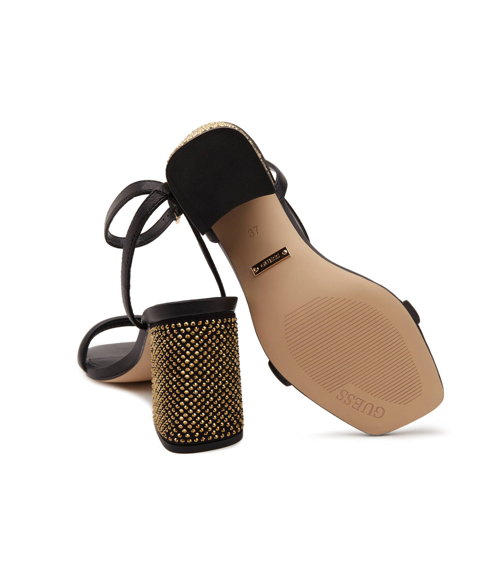 Кожаные босоножки на каблуке Guess - черный(FLJGEL LEA03)