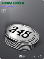 Номерок на дверь квартиры 245, для кабинета, офиса, шильдик 9 х 7 см, серебристый, Айдентика Технолоджи