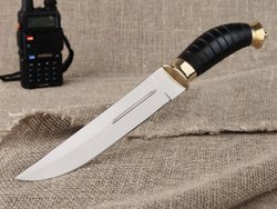 Нож «Пластунский», сталь Х12МФ, резная рукоять из черного мореного граба