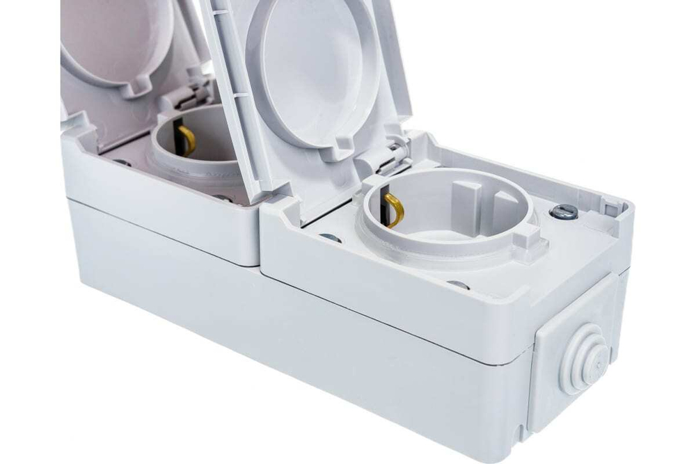 Розетка 2-местная накладная вертикальная IP65, 16A-250В, серый Эксперт ЭРА