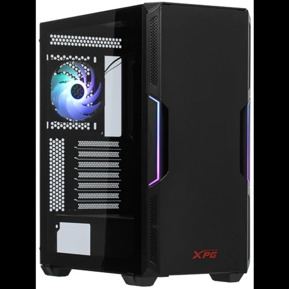 Корпус для компьютера XPG STARKER BLACK (STARKER-BKCWW) (Midi-Tower, черный, TG, 120mm ARGB fan + 120mm fan)