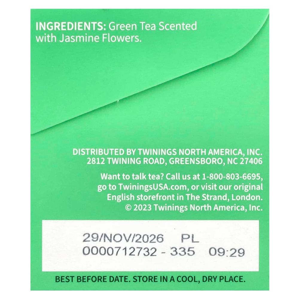 Twinings, Зеленый чай, жасмин, 20 чайных пакетиков, 40 г (1,41 унции)