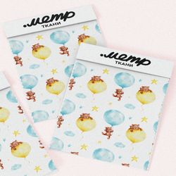 Ткань атлас мишки на воздушных шарах