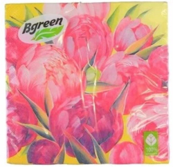 BULGAREE GREEN Салфетки 33*33см"Пионы" 3-сл 20шт/уп