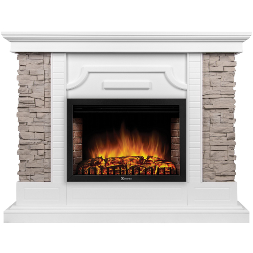 Каминокомплект: Очаг Electrolux EFP/P-2520LS N, портал Florida 25 белый, серый