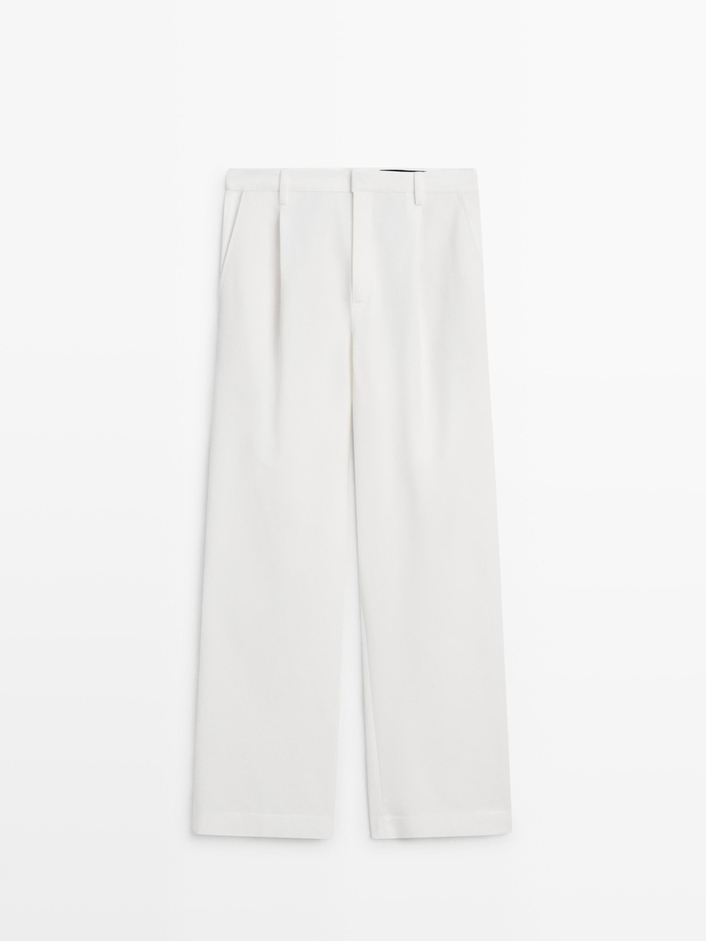 Massimo Dutti Хлопковые брюки с вытачками, белый