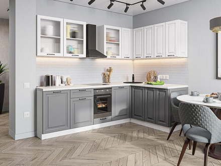 Угловая модульная кухня Ницца Royal-02 Blanco/Magnum - Белый 2140*2550/1600*600