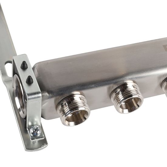 Коллектор Rommer 1"x3/4" на 6 контуров для радиаторной разводки (нерж. сталь) RMS-4401-000006