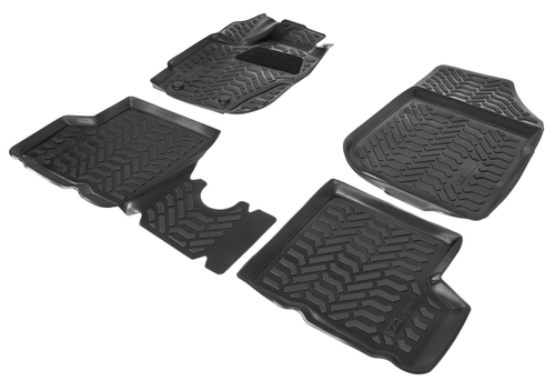 Коврики в салон автомобиля AutoFlex для Nissan Terrano III поколение рестайлинг (передний и полный привод) 2017-н.в./Renault Duster I поколение рестайлинг (передний и полный привод) 2015-2021, полиуретан, с крепежом, 4 части, 9470101