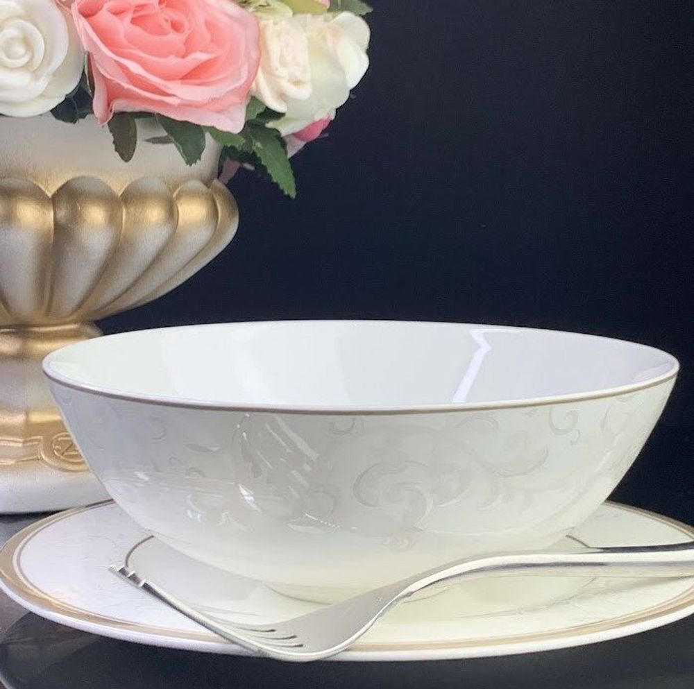 Lenardi 145-132 Салатник 18см СЕРЫЙ ШЕЛК в под.уп.(х24)Костяной фарфор