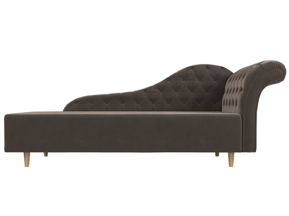Кушетка Камерон правая, Коричневый, Велюр, 110094