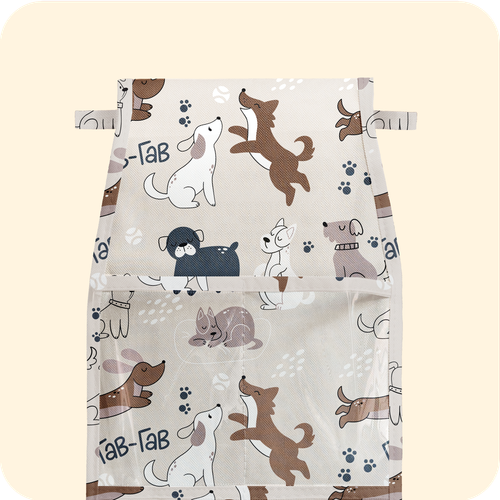 Кармашки для детского сада на липучке. Собаки принт