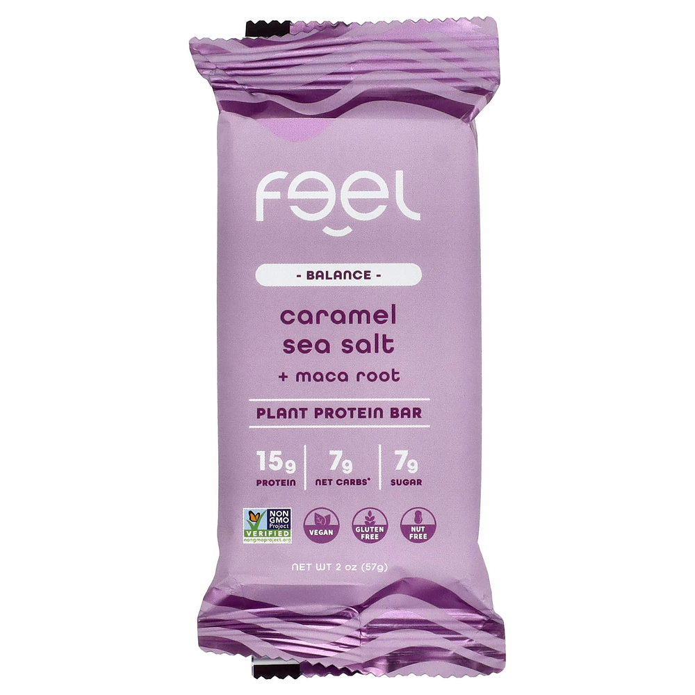 The Feel Bar, Balance, батончики растительного протеина, карамельная морская соль и корень маки, 10 батончиков по 57 г (2 унции)