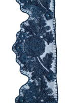 Кружево натуральное однотонное с вышивкой на мягкой сетке ш - 3-5см Франция 1м