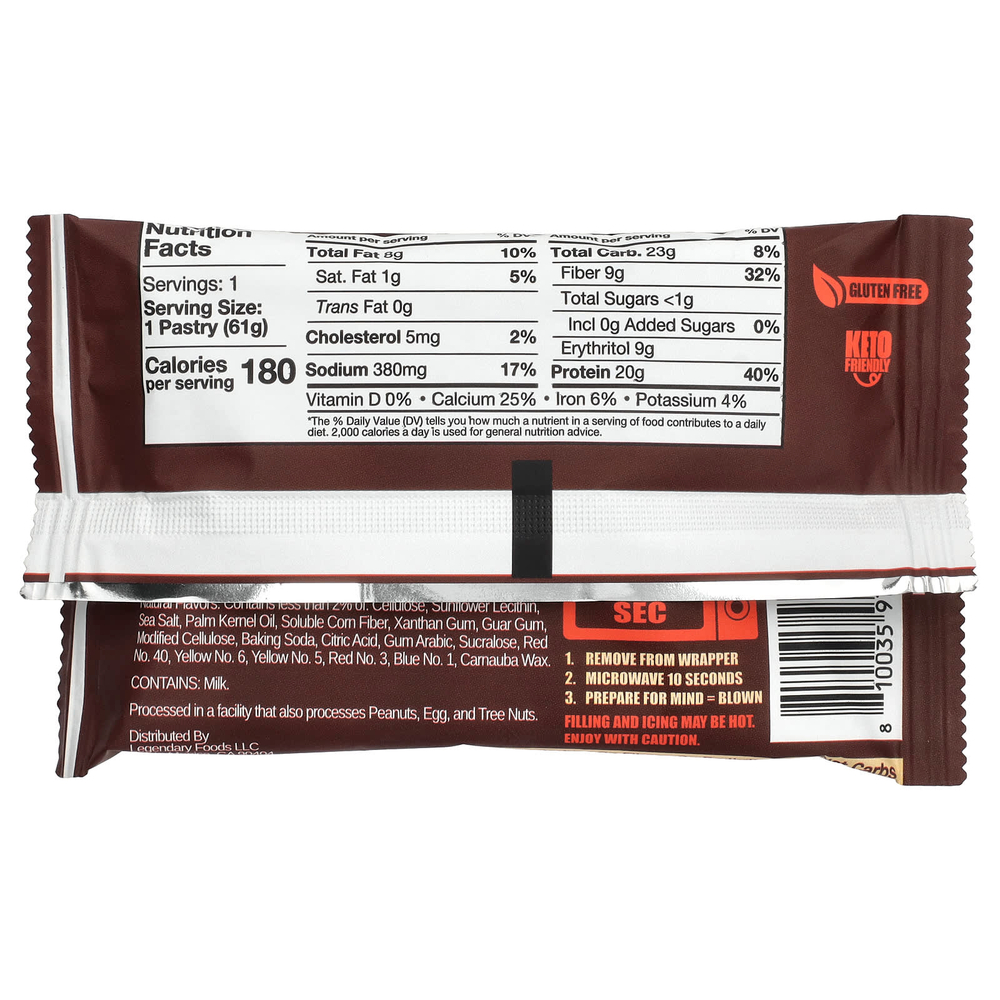 Legendary Foods, Protein Pastry, шоколадный торт, 61 г (2,2 унции)