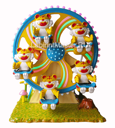 Карусель 5 мест с подъёмом «Веселые тигрята», 3,6×2,8×2,7 м