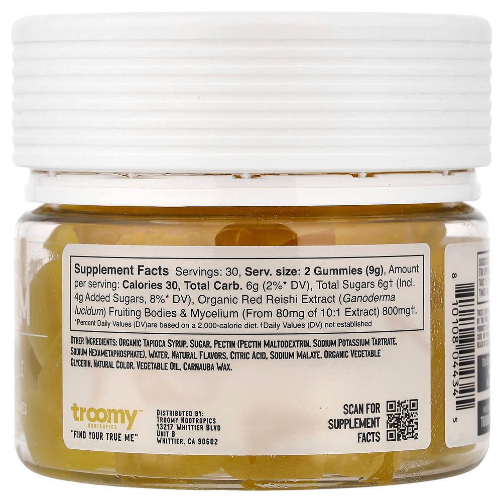 Troomy Nootropics, Calm, Functional Mushrooms Gummies, Pineapple Peach, 60 Gummies, 9.52 oz (270 g)
