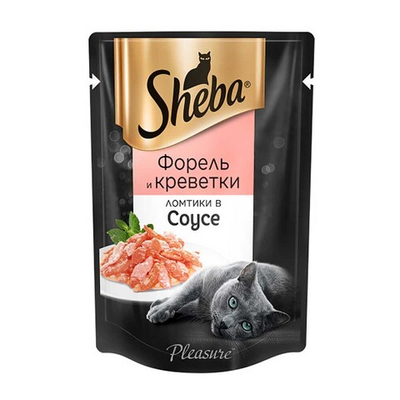 Sheba 85г Pleasure форель/креветки - консервы (пауч) для кошек