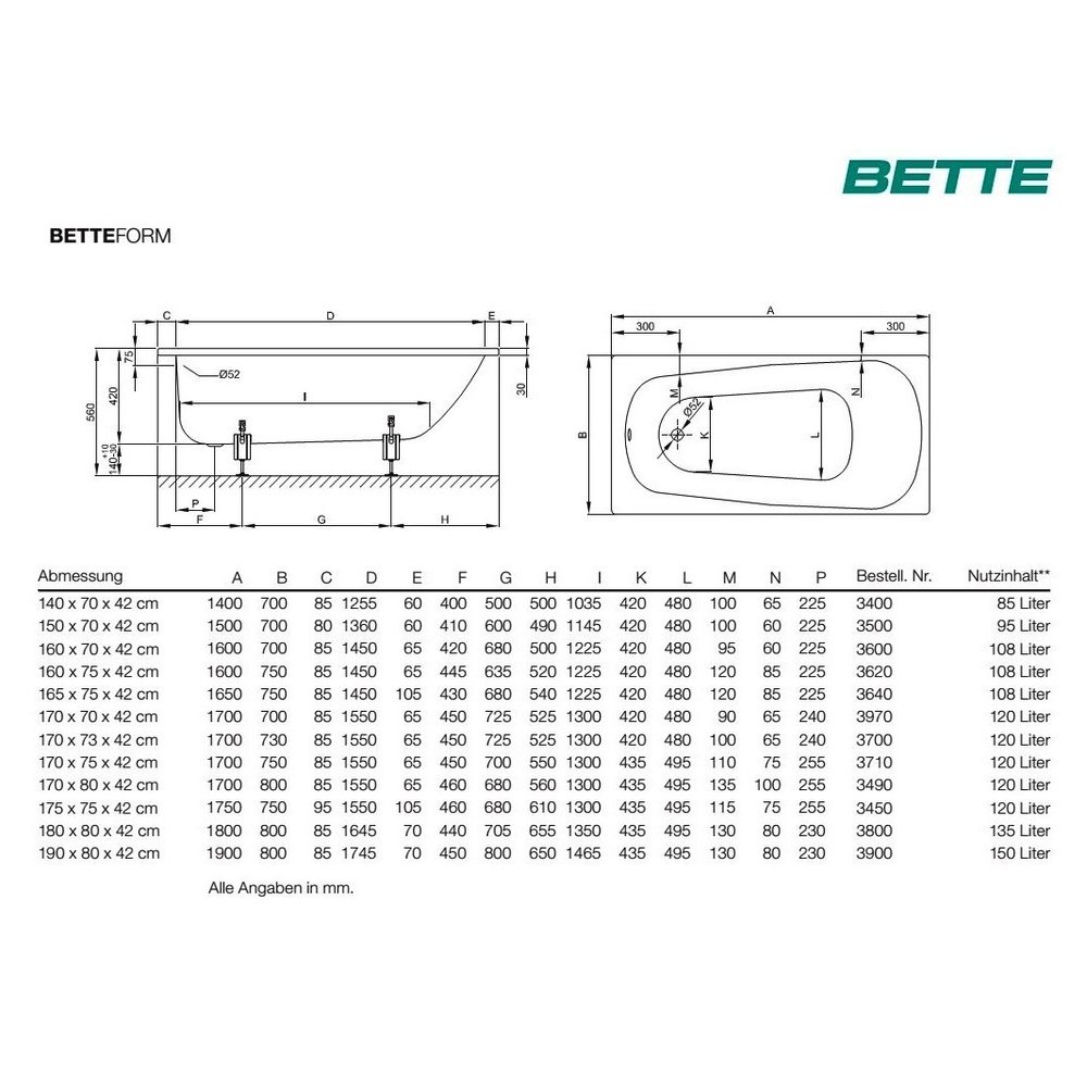 BetteForm ванна 180x80