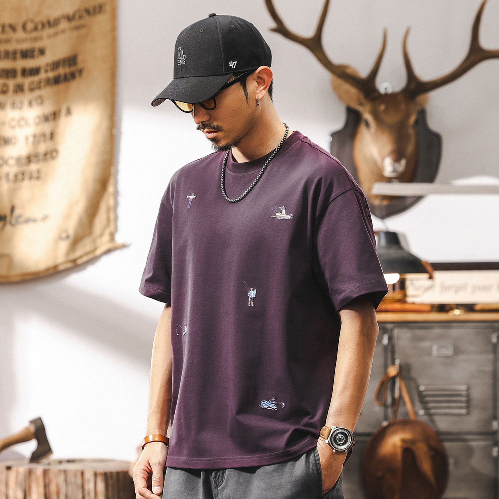 Футболка с короткими рукавами и вышивкой мужской летняя